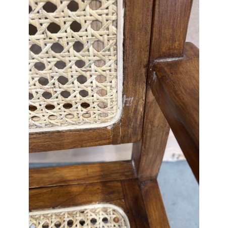 SECONDE MAIN - Fauteuil mindi et cannage bois foncé