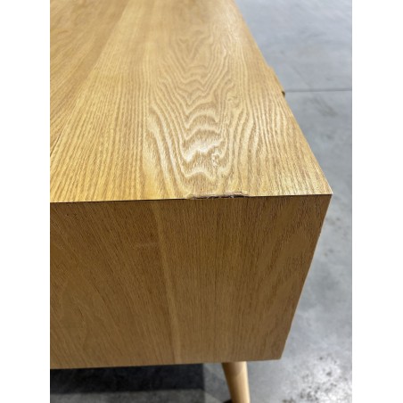 SECONDE MAIN - Table basse 2 tiroirs 1 niche bois cannage