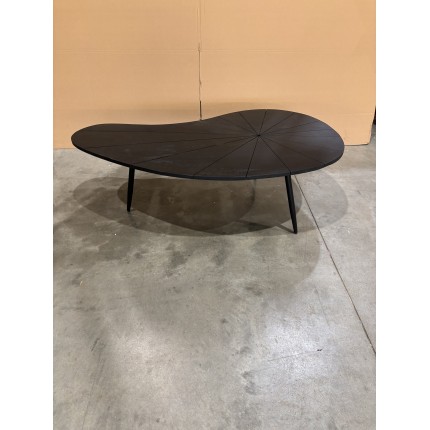 SECONDE MAIN - Table basse plateau texturé noir mat pieds en fer noir