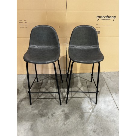 SECONDE MAIN - Lot de 2 tabourets de bar John anthracite hauteur d'assise 65cm