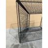 TOD Square Black Metal Console Table with Glass Top
