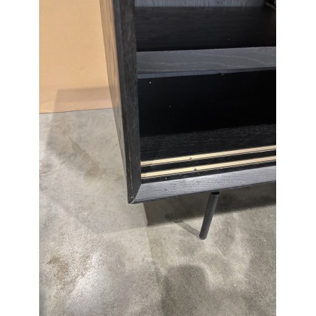 ALMA Brown/Black TV Stand with Sliding Glass Doors - Trendy and Functional