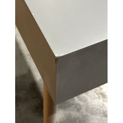 LORENZO Grey Console Table with 3 Beige Drawers