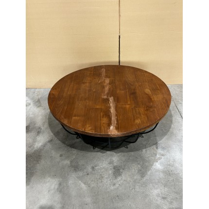SIXTINE Round Shell Coffee Table 100x100cm - Recycled Teak Top