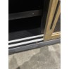 ALMA Brown/Black TV Stand with Sliding Glass Doors - Trendy and Functional