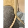 SECONDE MAIN - Lot de 2 chaises assise tissu taupe large dossier effet cannage