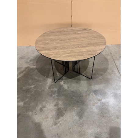 SECONDE MAIN - Table basse biseautée 70x70cm mocha pieds graphiques métal noir