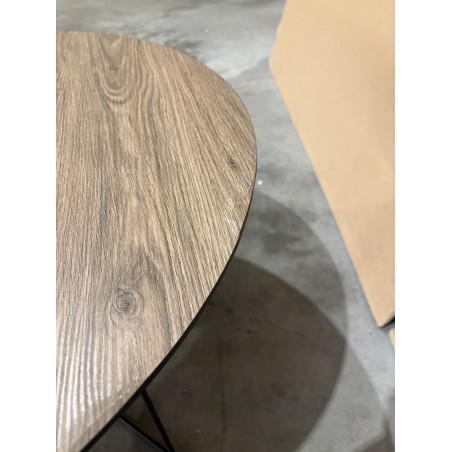 SECONDE MAIN - Table basse biseautée 70x70cm mocha pieds graphiques métal noir