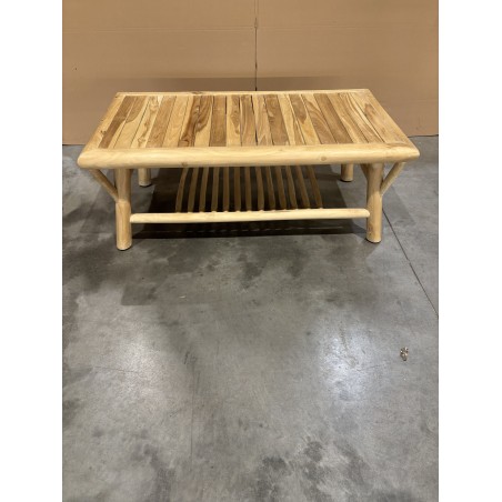 SECONDE MAIN - Table basse rect. BORNEO en branches de teck double plateau