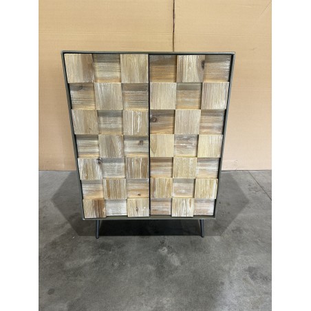 CARLA Sideboard 2 Doors Fir Wood and Metal Legs - Elegant Storage Solution