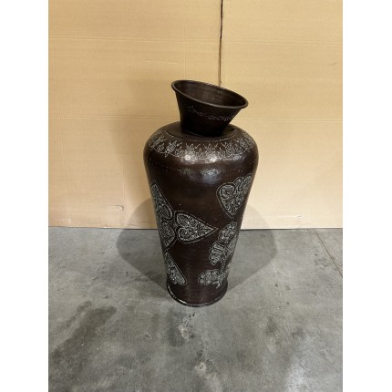 SECONDE MAIN - Vase alu L40cm H85cm couleur cuivre foncé patine antique