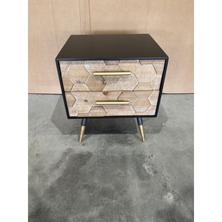 DORRIE - Black Bedside Table with 2 Drawers, Scandi-Style