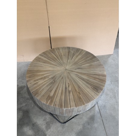 CLARA Round Coffee Table 90x90cm - Natural Teak Wood