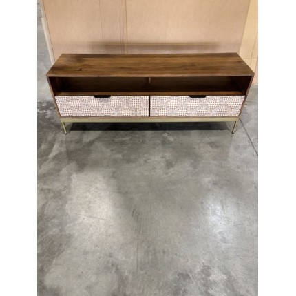 ALIX Mango Wood TV Stand - 2 Niches, 2 Drawers