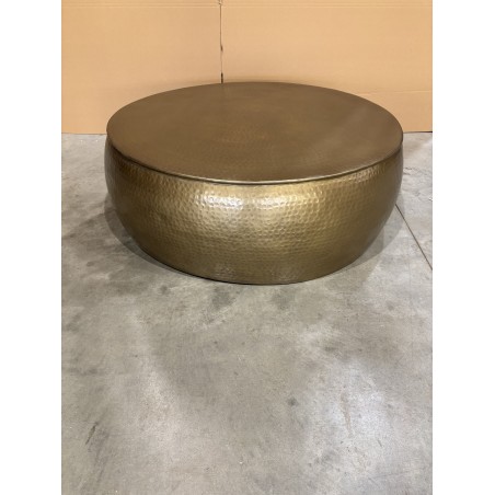 SECONDE MAIN - Table basse ronde 106x106cm effet martelé aluminium doré