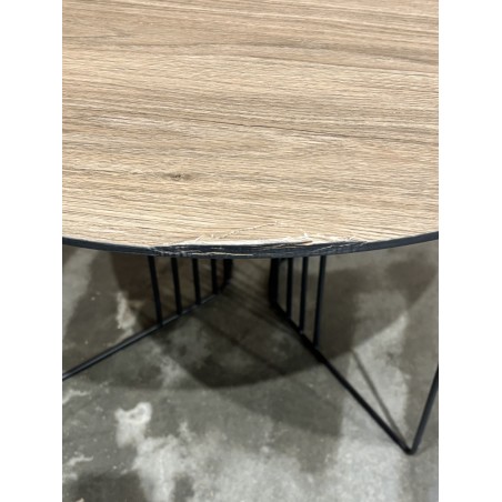 SECONDE MAIN - Table basse biseautée D70cm pieds graphiques métal noir