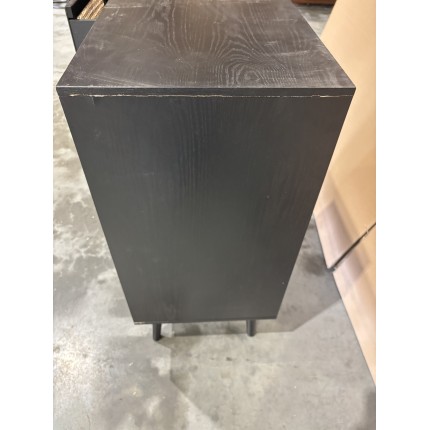 SECONDE MAIN - Buffet bois noir 2 tiroirs cannage 2 portes