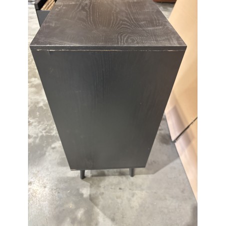 SECONDE MAIN - Buffet bois noir 2 tiroirs cannage 2 portes