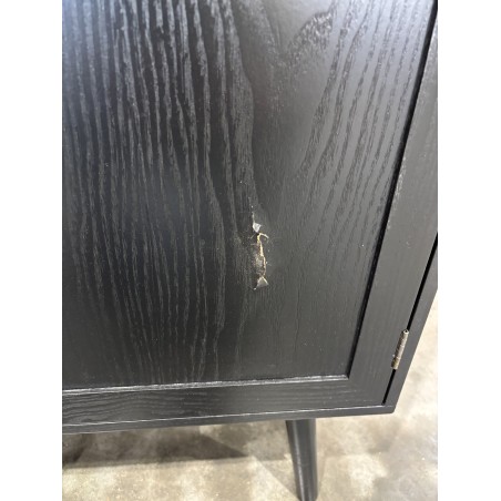 SECONDE MAIN - Buffet bois noir 2 tiroirs cannage 2 portes
