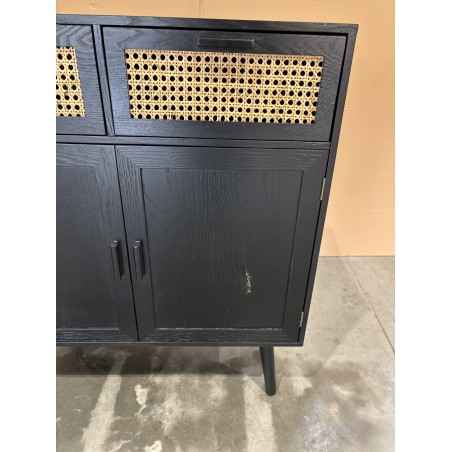 ANGELO Black Wooden Sideboard with Drawers & Doors