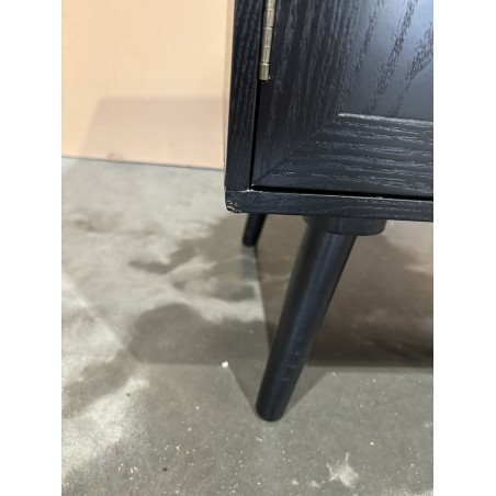 SECONDE MAIN - Buffet bois noir 2 tiroirs cannage 2 portes