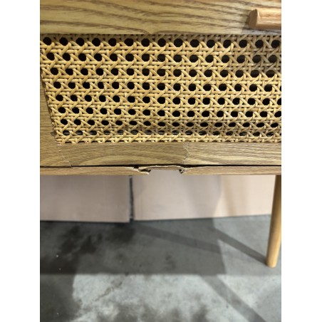 SECONDE MAIN - Console couleur naturelle 2 tiroirs bois