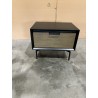 ALMA Black Bedside Table 1 Drawer Dark Brown Metal Legs