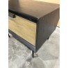 ALMA Black Bedside Table 1 Drawer Dark Brown Metal Legs