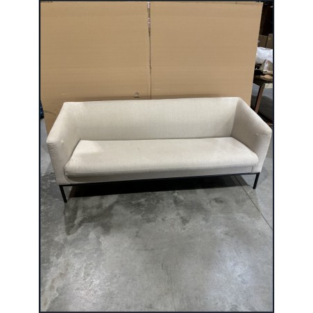 NELSON Beige 3-Seater Sofa with Black Metal Legs