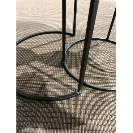 SECONDE MAIN - Set de 2 tables d'appoint rondes gigogne marron Teck recyclé Acacia