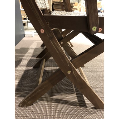 SECONDE MAIN - Ensemble de 2 fauteuils de jardin pliants en bois Acacia et rotin synthétique