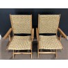VICK - Set of 2 Folding Garden Armchairs | Acacia Wood & Rattan