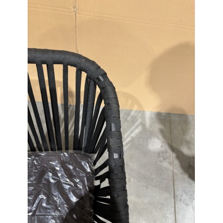Black garden armchair with rope | SECONDE VIE