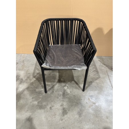 Black garden armchair with rope | SECONDE VIE