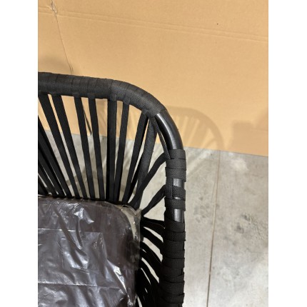 Fauteuil de jardin noir avec cordage noir | SECONDE VIE