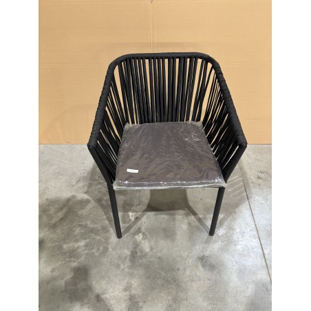 Fauteuil de jardin noir avec cordage noir | SECONDE VIE