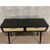 SECOND HAND - Black wooden console with 2 cane-front drawers ANGELO