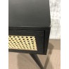 SECONDE MAIN - Console noire bois 2 tiroirs cannage