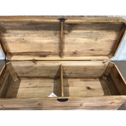 SECOND HAND - Brown storage chest, recycled pine with black metal handles