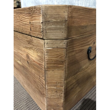 SECONDE MAIN - Coffre rangement marron bois Pin recyclé