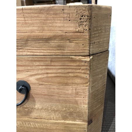 SECOND HAND - Brown storage chest, recycled pine with black metal handles