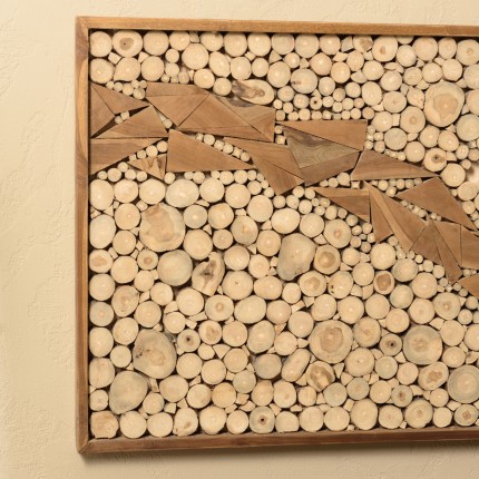 120x70cm teak wall decoration, natural frame | SECONDE VIE