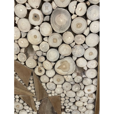 120x70cm teak wall decoration, natural frame | SECONDE VIE