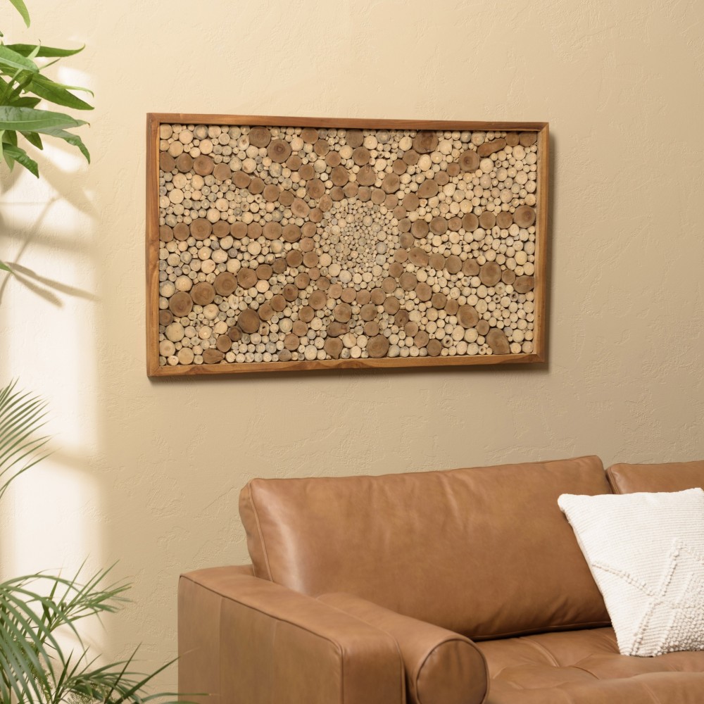 Teak mosaic wall decoration, 120x70 cm | Second-hand Teak mosaic wall decoration, 120x70 cm | Second-hand