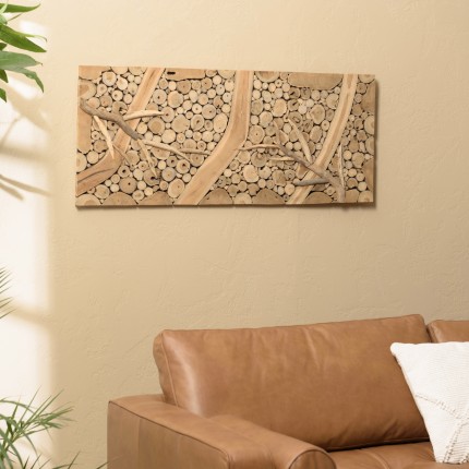 Rectangular wall decoration 120x50cm teak mosaics | Second life