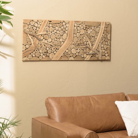 Rectangular wall decoration 120x50cm teak mosaics | Second life