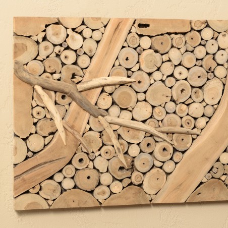 Rectangular wall decoration 120x50cm teak mosaics | Second life