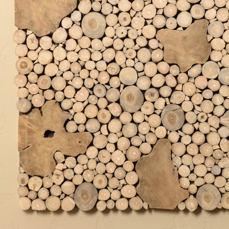 Décoration murale carrée 100x100cm mosaïques en teck - modèle 1 | seconde main