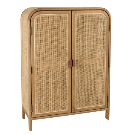 Rounded wooden and rattan cabinet - 3 shelves | Amy Collection
