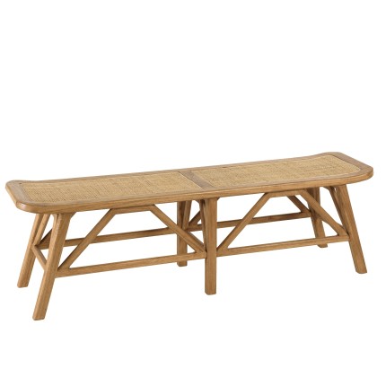 Banc 2 places en bois et rotin | Collection Amy